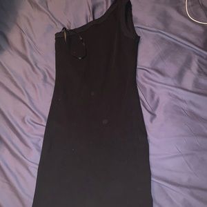 One shoulder body con midi dress
